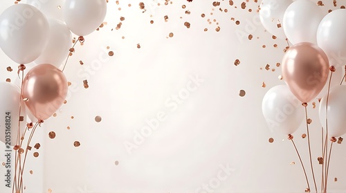 Elegant Balloons in Soft Rose Gold White Celebration Scene