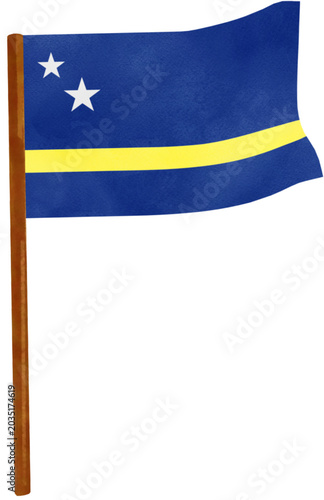 Watercolor Style Curacao Flag Illustration