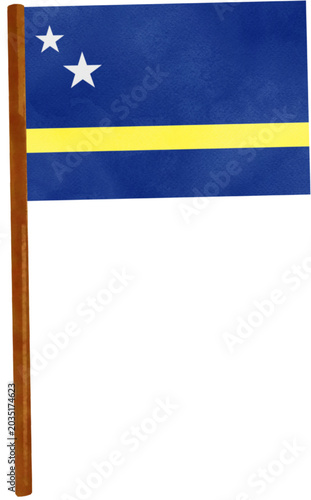 Watercolor Style Curacao Flag Illustration