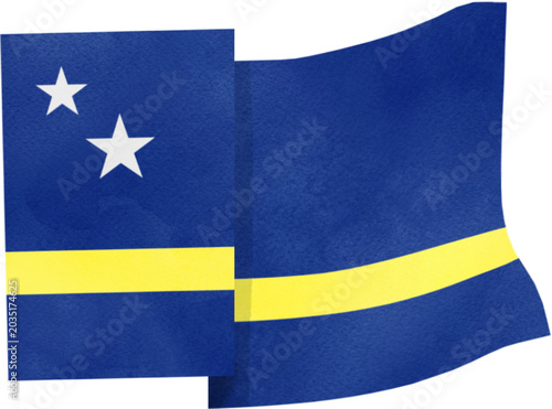 Watercolor Style Curacao Flag Illustration