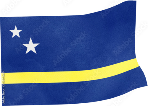 Watercolor Style Curacao Flag Illustration