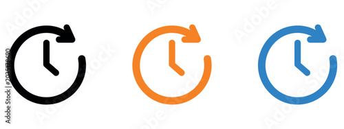 Bild auf Leinwand Set of three colorful clock history icons representing time refresh and past events symbols