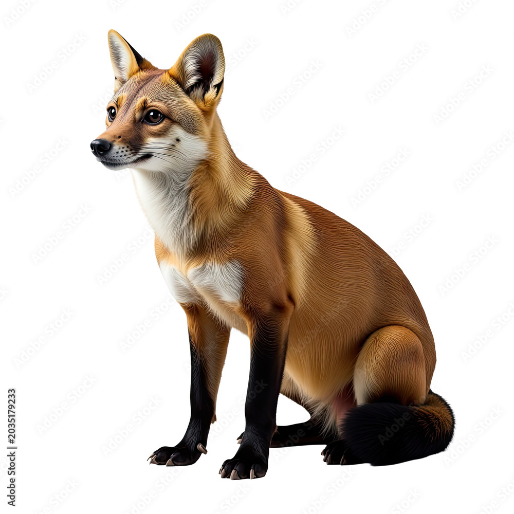 Obraz premium A red fox sitting on a white surface, great for backgrounds and designs