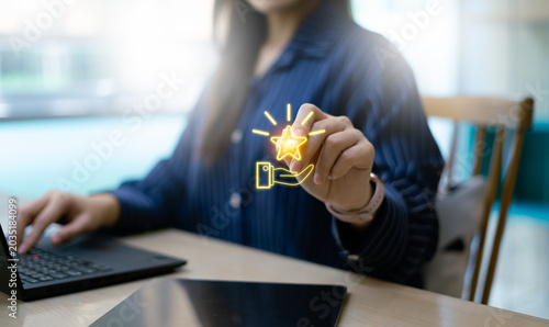 Принти на полотні Loyalty rewards and redeem points concept with smartphone app
