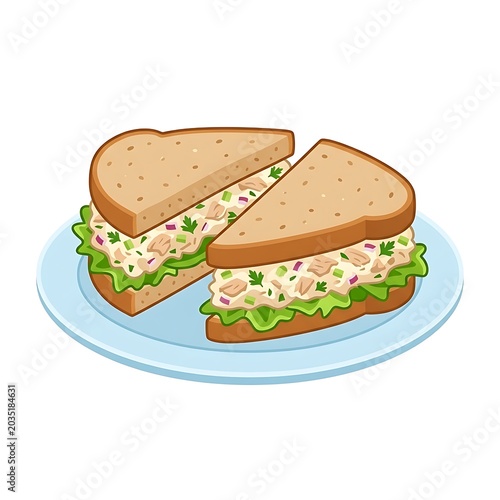 Delicious chicken salad sandwich halves.