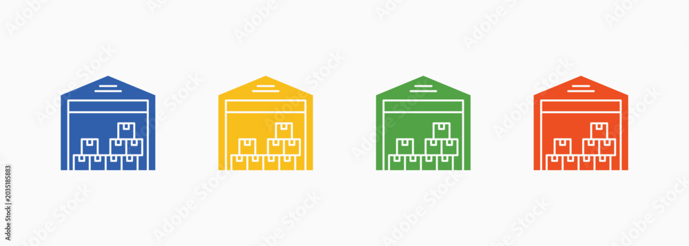 Fototapeta premium Warehouse Icon Set Color Multiple Style Collection Illustration