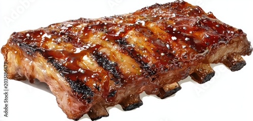 Delicious Barbecue Pork Ribs Glazed with Sweet Sauce and Sesame Seeds.