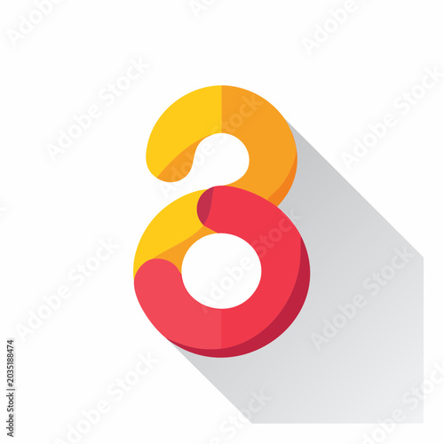 Stylized Number 8 with Long Shadow