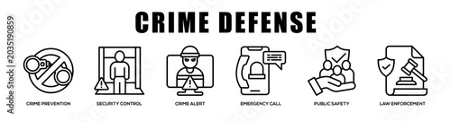 Bild auf Leinwand Crime Defense web banner icon illustration concept