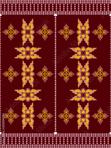 Foto Lai Thai Floral Silk Fabric Seamless Pattern From KawiKan.