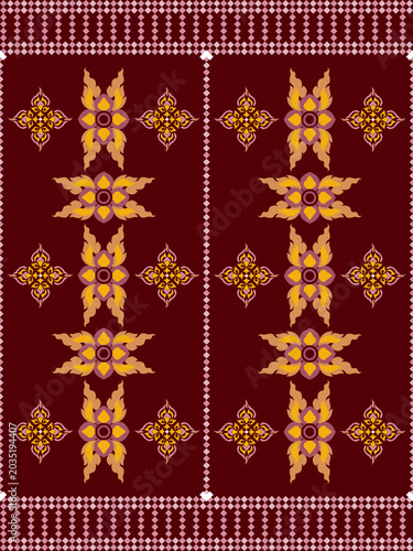 Foto Lai Thai Floral Silk Fabric Seamless Pattern From KawiKan.