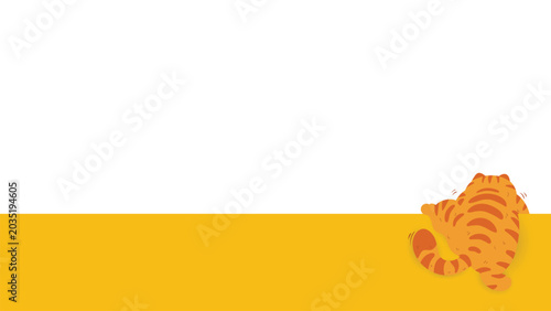 Fotografía Cute Orange Tabby Cat Climbing Edge Vector Background