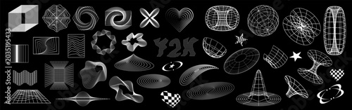 Foto Abstract isolated shapes in y2k style