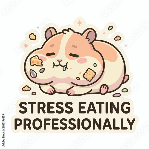 Quadro su tela Cute Guacamole Hamster Eating Chips.