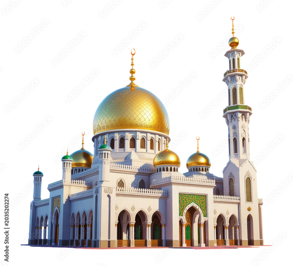 Fototapeta premium 3d Modern Islamic Religious Building Architecture Element for Digital Graphic Design