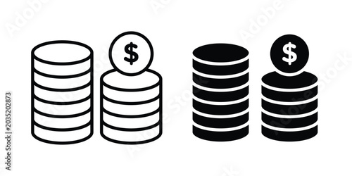 Coins stack icon set illustration. icon designs
