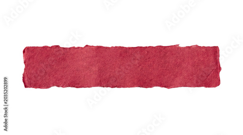 Torn red handmade paper strip isolated on transparent background png
