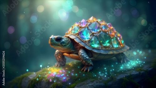 Mystical turtle with a gemstone shell