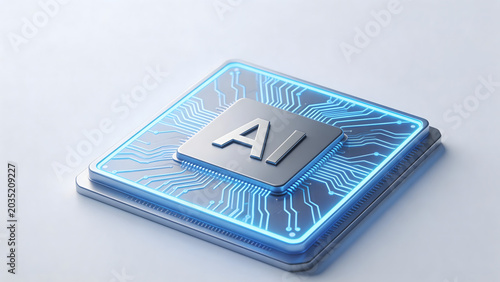 AI chip with glowing circuitry