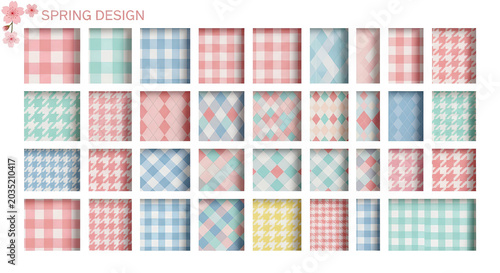 Vibrant spring fabrics with assorted plaid patterns on display