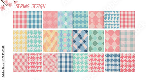Vibrant colorful patterns of squares showcase various designs on fabrics
