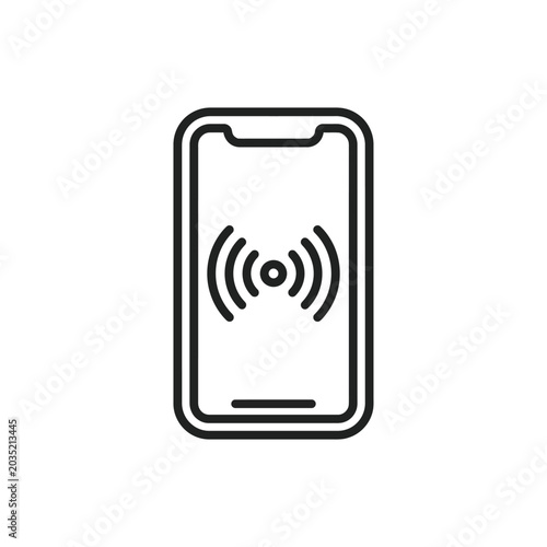 Quadro su tela Smartphone with multiple strong wi-fi or wireless signal waves outline icon