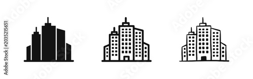 Принти на полотні City skyscraper and urban real estate district icon set