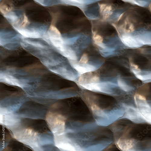 Seamless metallic liquid texture with reflective silver waves