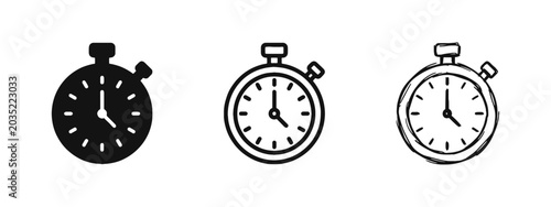 Bild auf Leinwand Stopwatch Timer Speed Icon Set - Chronometer in Solid, Line, and Hand-Drawn Sket