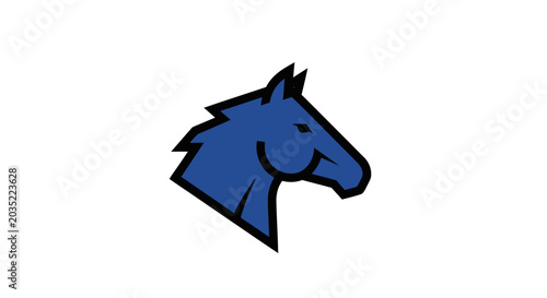 Blue horse head profile mascot logo on white.