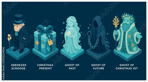 Принти на полотні Ebenezer Scrooge Christmas Statues.