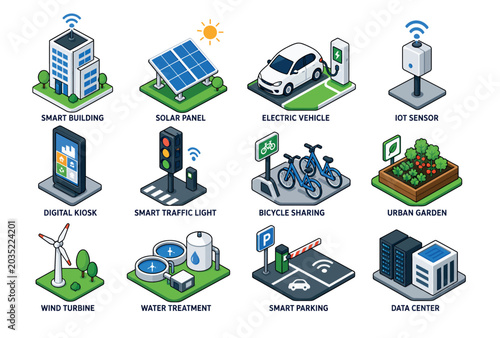Smart City Technology Icons.