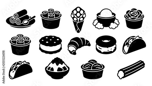 Foto Specialty and Trend Ice Cream Format Silhouette Icons Set