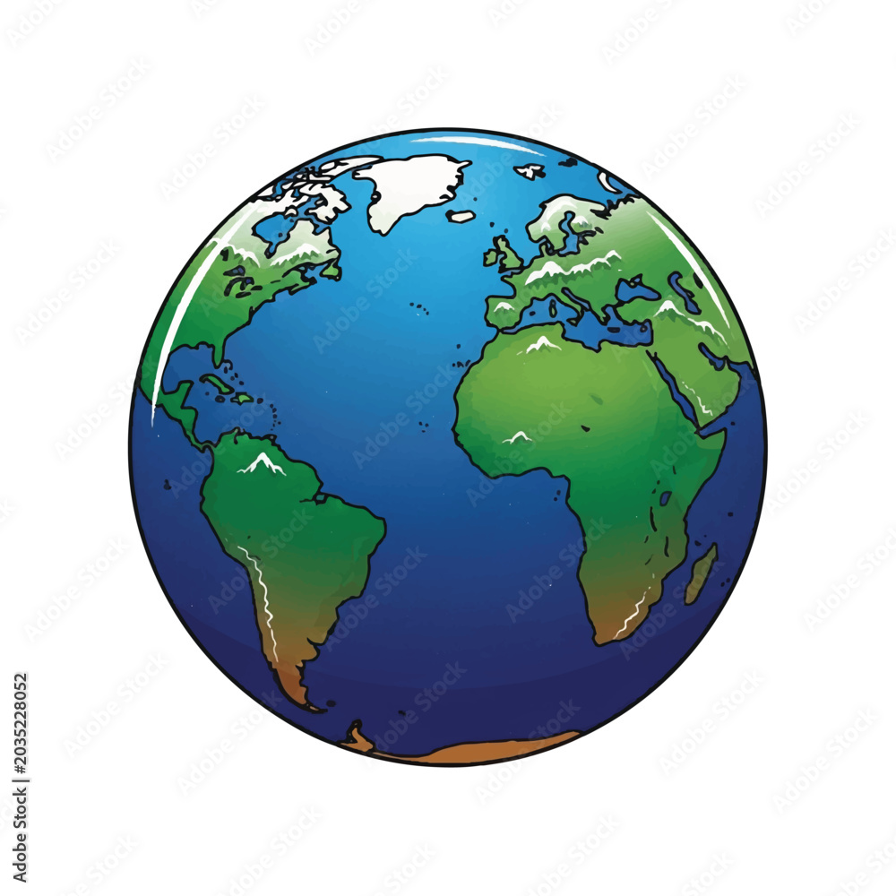 Fototapeta premium Earth Globe Illustration Showcasing Our Planet's Oceans and Continents for Environmental Awareness.