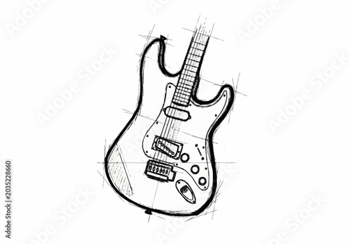 Photos Electric guitar illustration with detailed design.