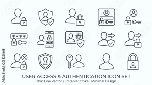 Obraz na płótnie User Access Authentication Security Icon Set Minimal Design.