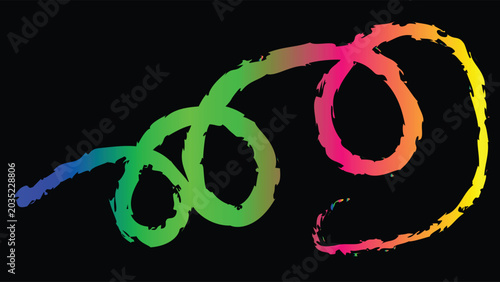 Bright neon glowing interconnected loops on black background