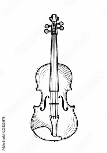 Bild auf Leinwand A detailed drawing of a violin.