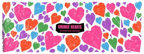 Foto Heart crayon shape with grunge and hand drawn love sketch by kid