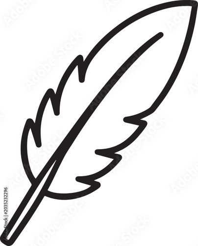 Принти на полотні A simple, elegant line drawing of a feather with a smooth quill and delicate vanes, presented on a stark background