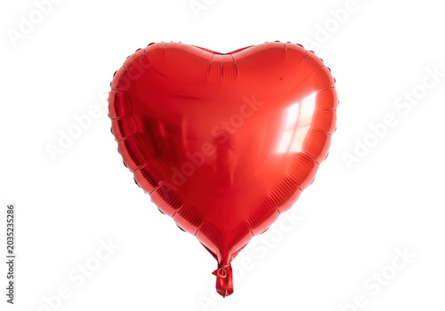 Red heart shaped balloon isolated on transparent background