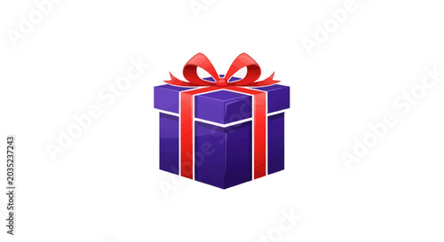 Schilderij op canvas Purple gift box with ribbon.