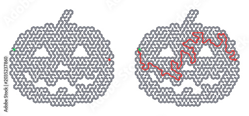 Halloween pumpkin maze puzzle game for kids