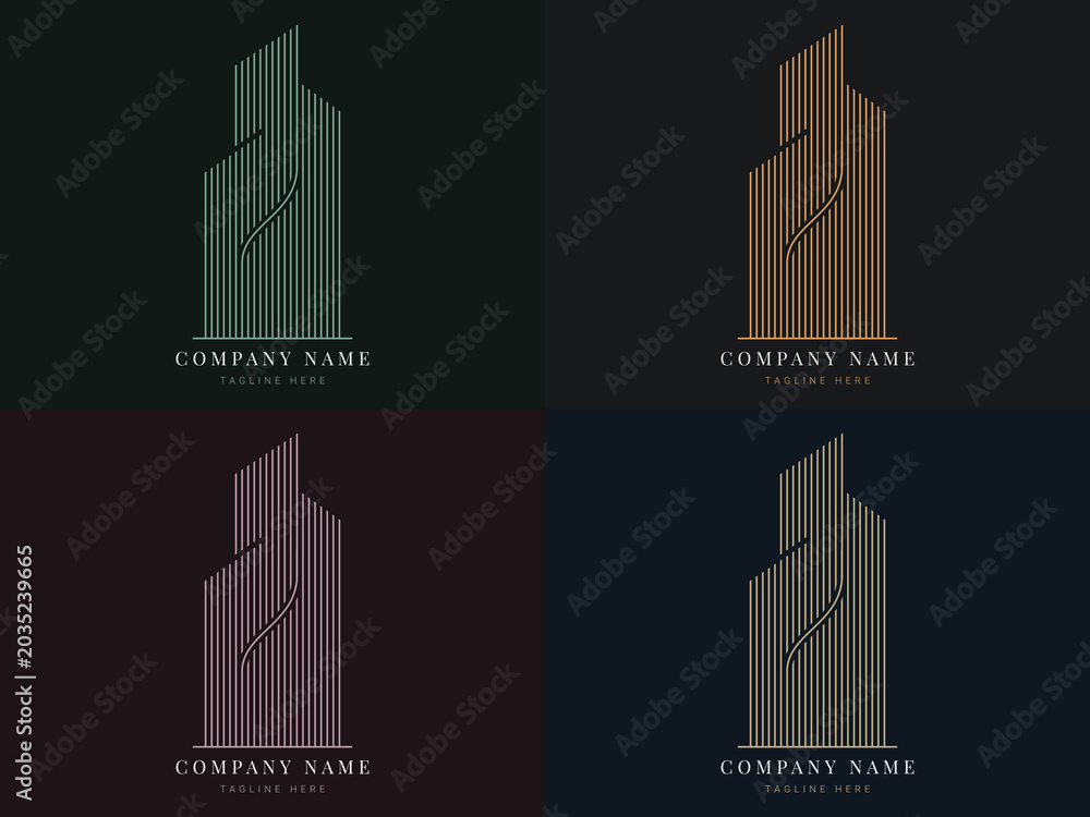 Fototapeta premium Modern real estate building logo design set
