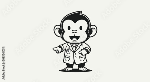 Canvas Print Cartoon monkey doctor pointing