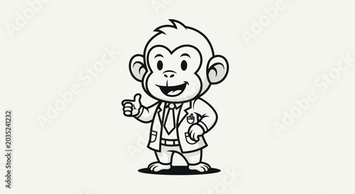 Photography Cartoon monkey doctor with thumb up
