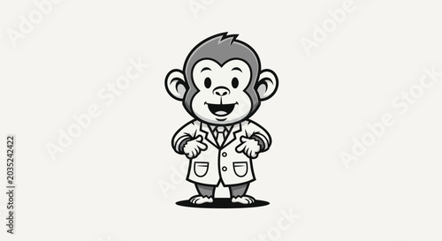 Photography Cartoon monkey in lab coat illustration