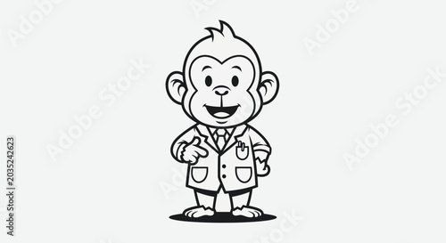 Photography Cartoon monkey in lab coat illustration