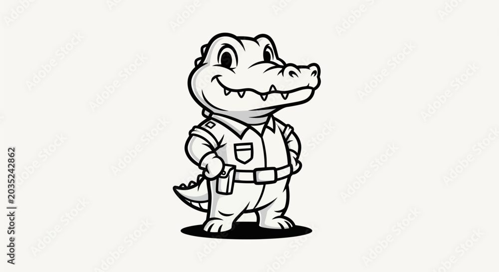 Fototapeta premium Cartoon alligator illustration on white background
