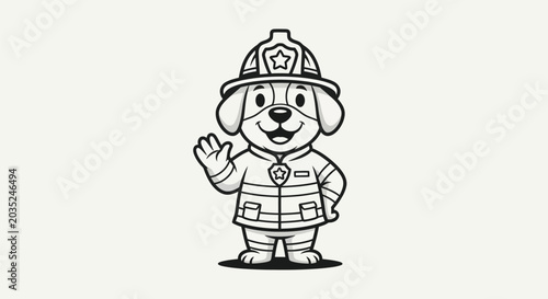 Φωτογραφία Cartoon dog firefighter illustration